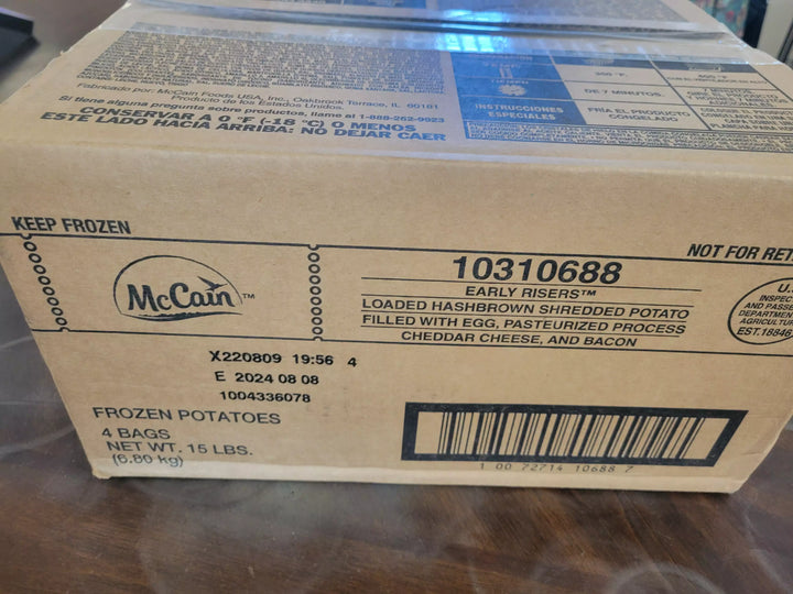 72 Count Bacon,Egg, Cheese Potato Fritters, Hand Held Breakfast