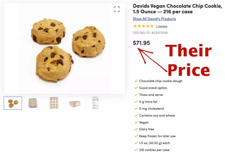 PRICE DROP: David's Gluten Free Chocolate Chip Cookie Dough 120ct