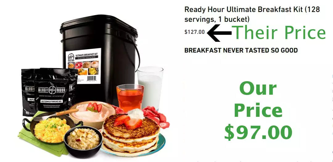 OVERSTOCK DEAL: 128 Servings, Ready Hour Freeze Dried Ultimate Breakfast Kit