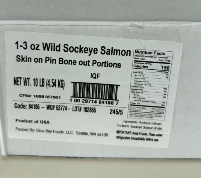 OVERSTOCK DEAL RESTOCKED: 10lb Case Wild Caught Sockeye Salmon Ends and Pieces, 1-3oz Filets