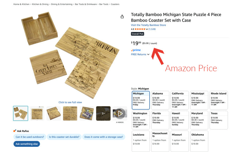 OVERSTOCK: Set of 4 State Coaster Puzzles (Idaho, Nevada Shapes)