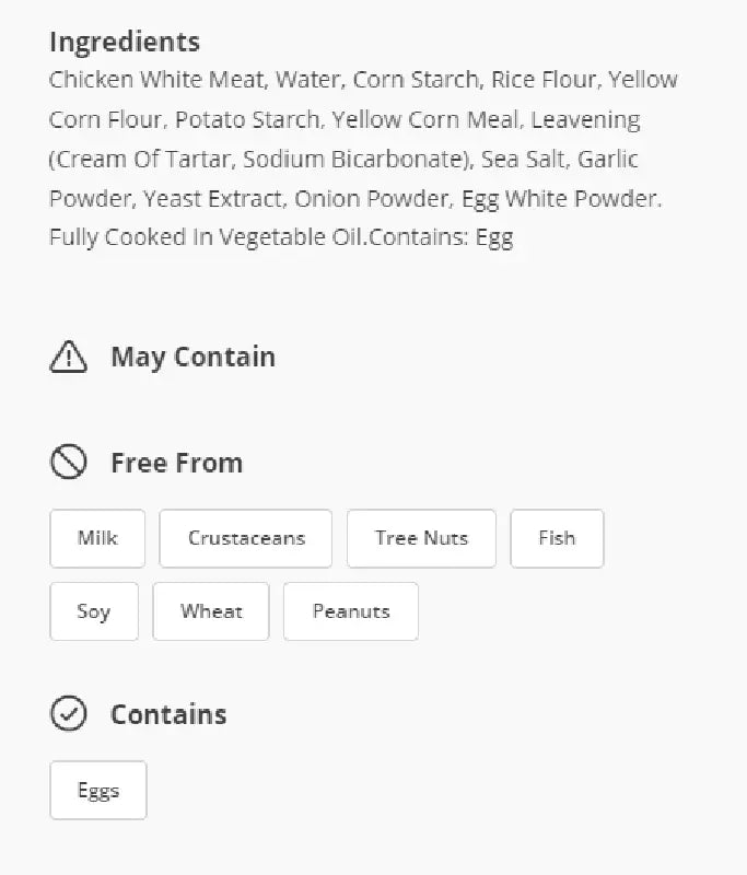 10 lb Case Gluten-Free Tempura Chicken Nuggets, No MSG Added