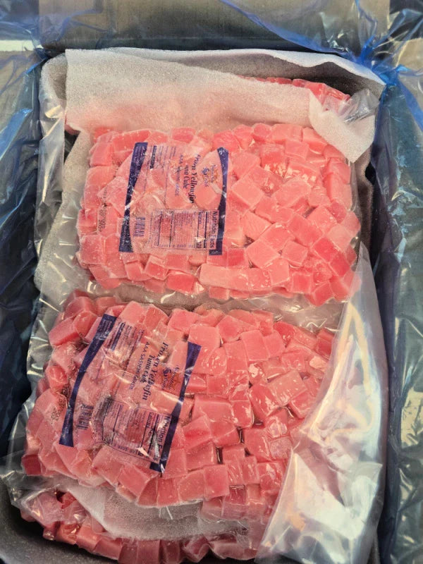 10 lb case: Tuna Poke Cubes, 10 - 1lb Packs Grade AAA (Sushi Grade)