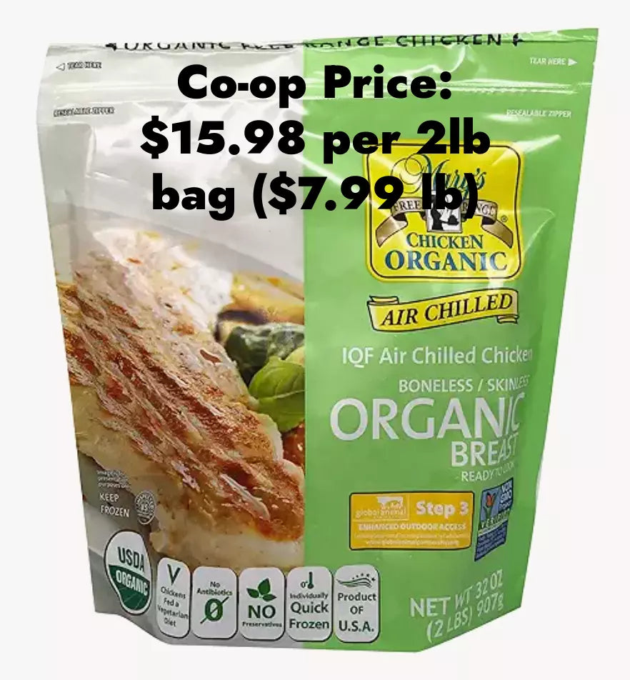 16lbs Organic, Air Chilled, Boneless, Skinless Chicken Breasts