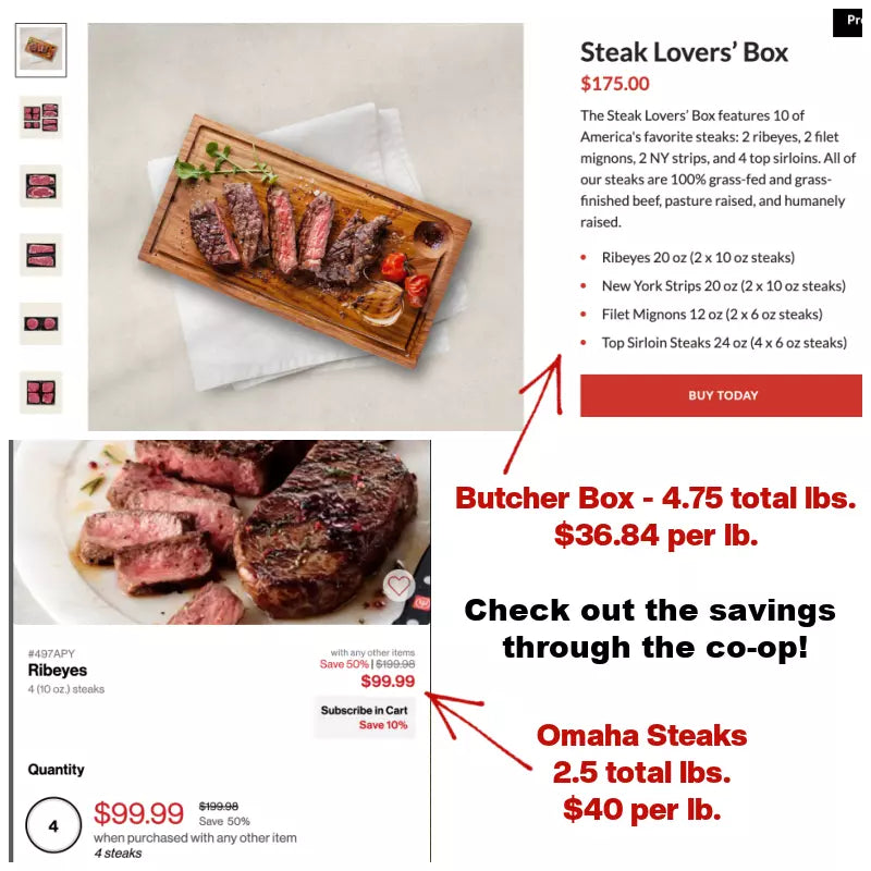 16 Natural Mixed Steaks: 4 Ribeyes, 4 New York Strip, 8 Top Sirloin Steak