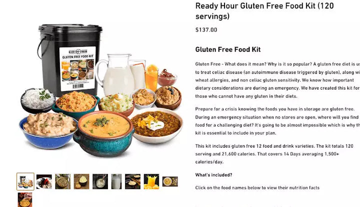 PRICE DROP: 120 Serving Gluten Free Freeze Dried Meals, 25yr Shelf Life