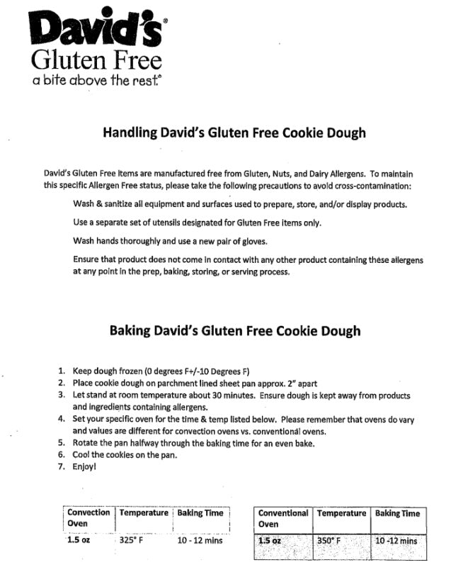 PRICE DROP: David's Gluten Free Chocolate Chip Cookie Dough 120ct