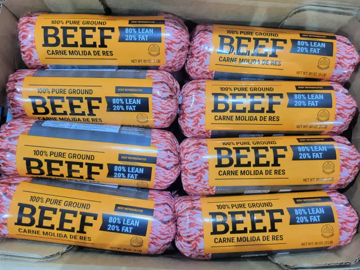 40 lb Case of 80/20 Natural Ground Beef (in 8 - 5lb Chubs)