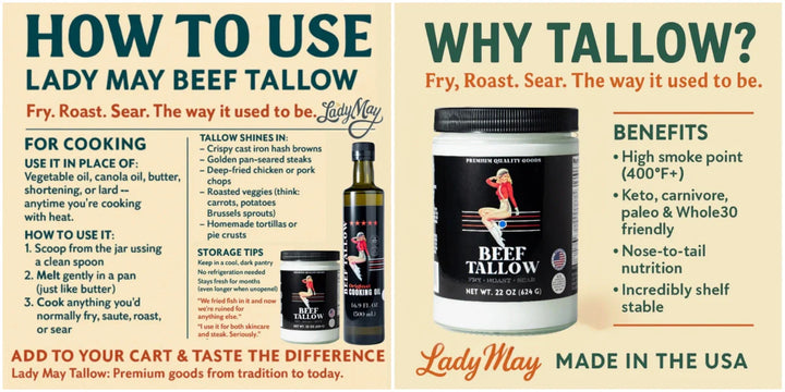 NEW: 4pk of 22oz Grassfed Beef Tallow for Cooking