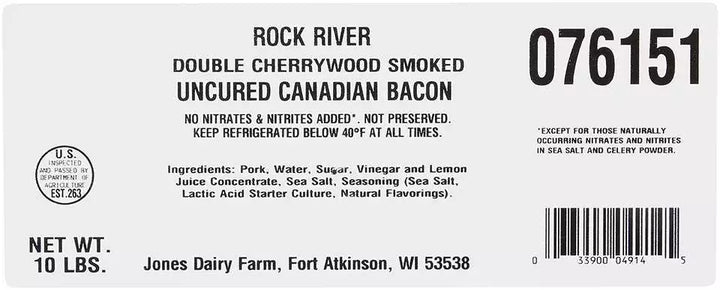 OVERSTOCK: 10 lb Frozen Case of Uncured Natural Canadian Bacon
