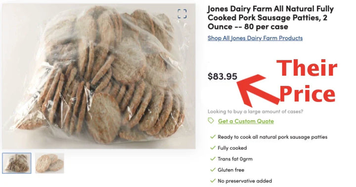 PRICE DROP: 10 lb case of 2oz Natural Mild Pork Breakfast Sausage Patties Pre-Cooked, GF
