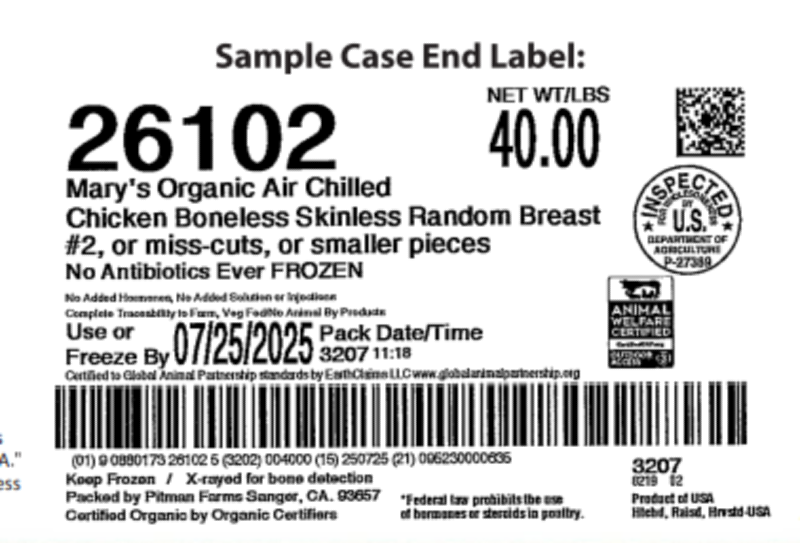 CLEARANCE: 40lbs Frozen Organic Chicken Breasts