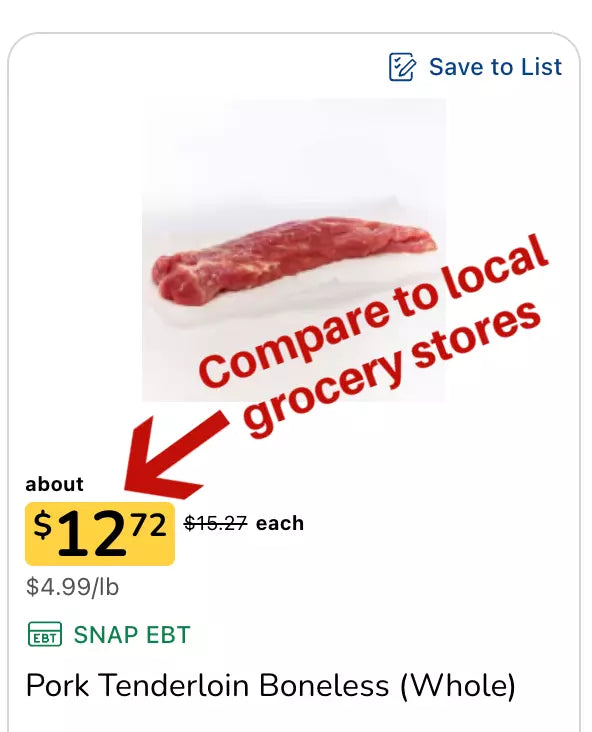 PRICE DROP: 15 lb Case of All Natural Pork Tenderloins (12 pieces, 6 bags)