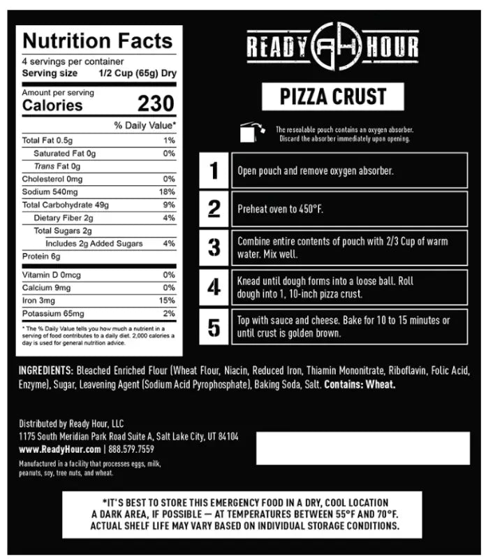 OVERSTOCK DEAL: 18 Pouches of Pizza Freeze Dried Meal Kit from Ready Hour (25-Year Shelf Life)