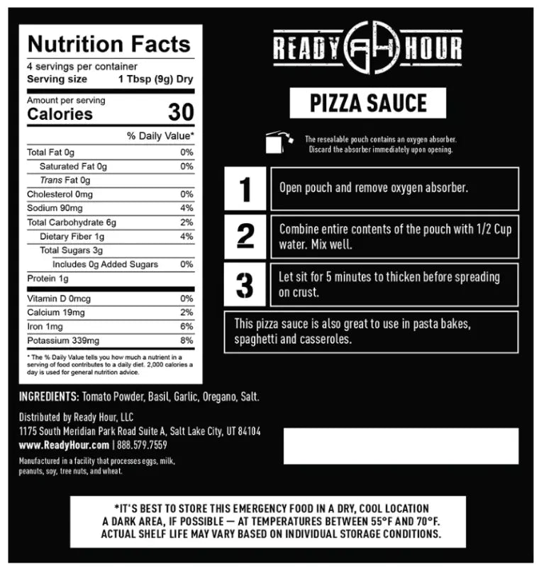 OVERSTOCK DEAL: 18 Pouches of Pizza Freeze Dried Meal Kit from Ready Hour (25-Year Shelf Life)