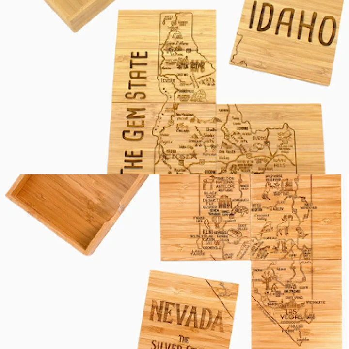 OVERSTOCK: Set of 4 State Coaster Puzzles (Idaho, Nevada Shapes)