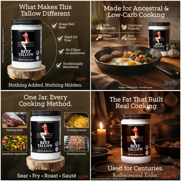 NEW: 4pk of 22oz Grassfed Beef Tallow for Cooking