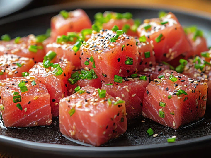 10 lb case: Tuna Poke Cubes, 10 - 1lb Packs Grade AAA (Sushi Grade)