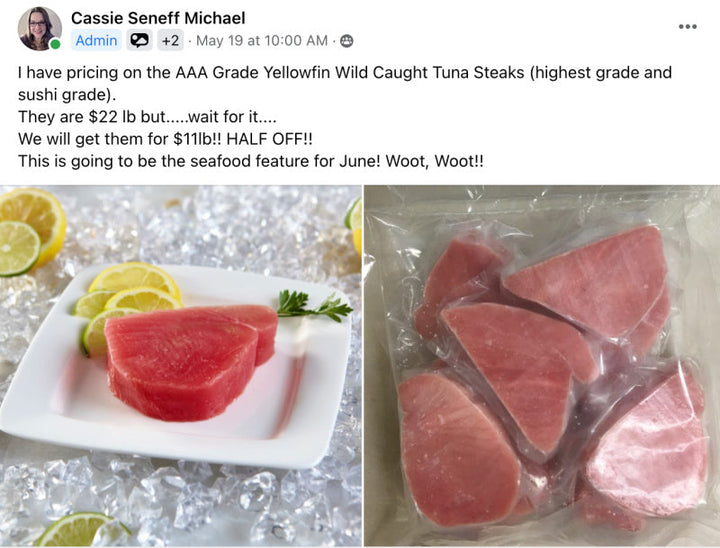 10 lb case: 4oz. Wild Caught Tuna Steaks, Grade AAA (Sushi Grade)